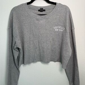 Gray Cropped Long Sleeve Top